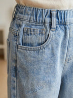 Zooppy Imported Signature Bow-Embellished Wide-Leg Denim