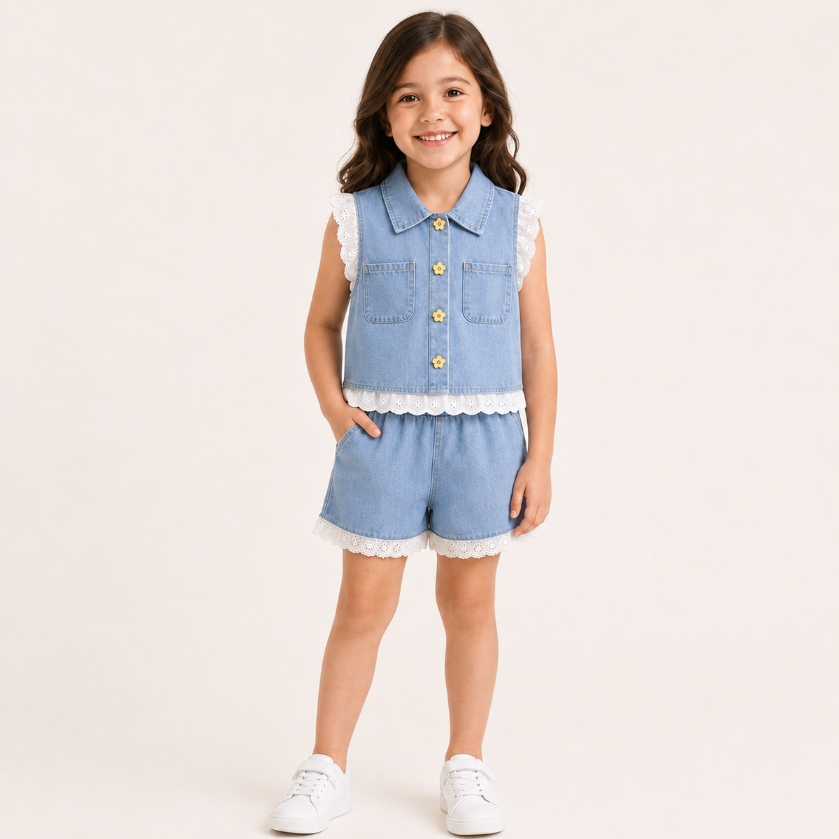 Imported Girls Co-ord Set | Blue & Dark Blue Matching Outfit for Baby & Toddler