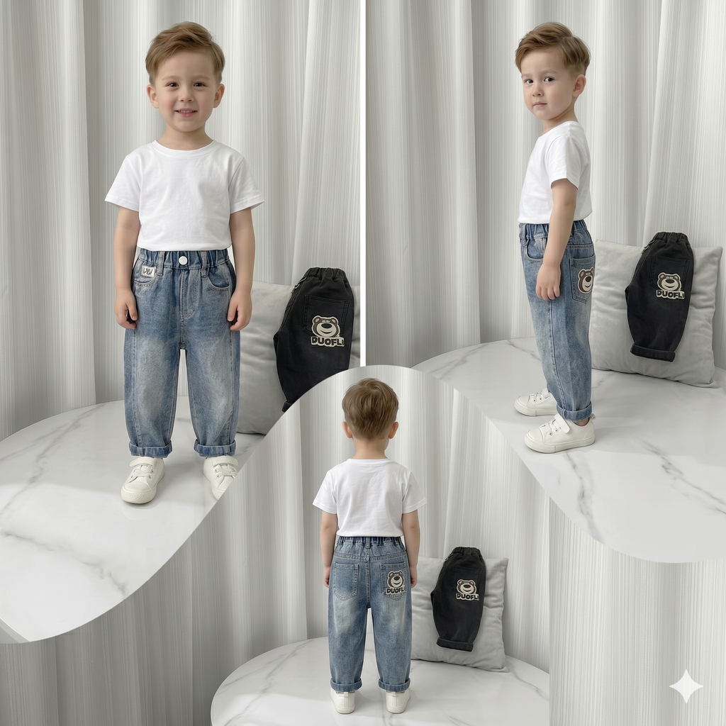 Urban Explorer Bear-Patch Stonewash Jeans | Kids