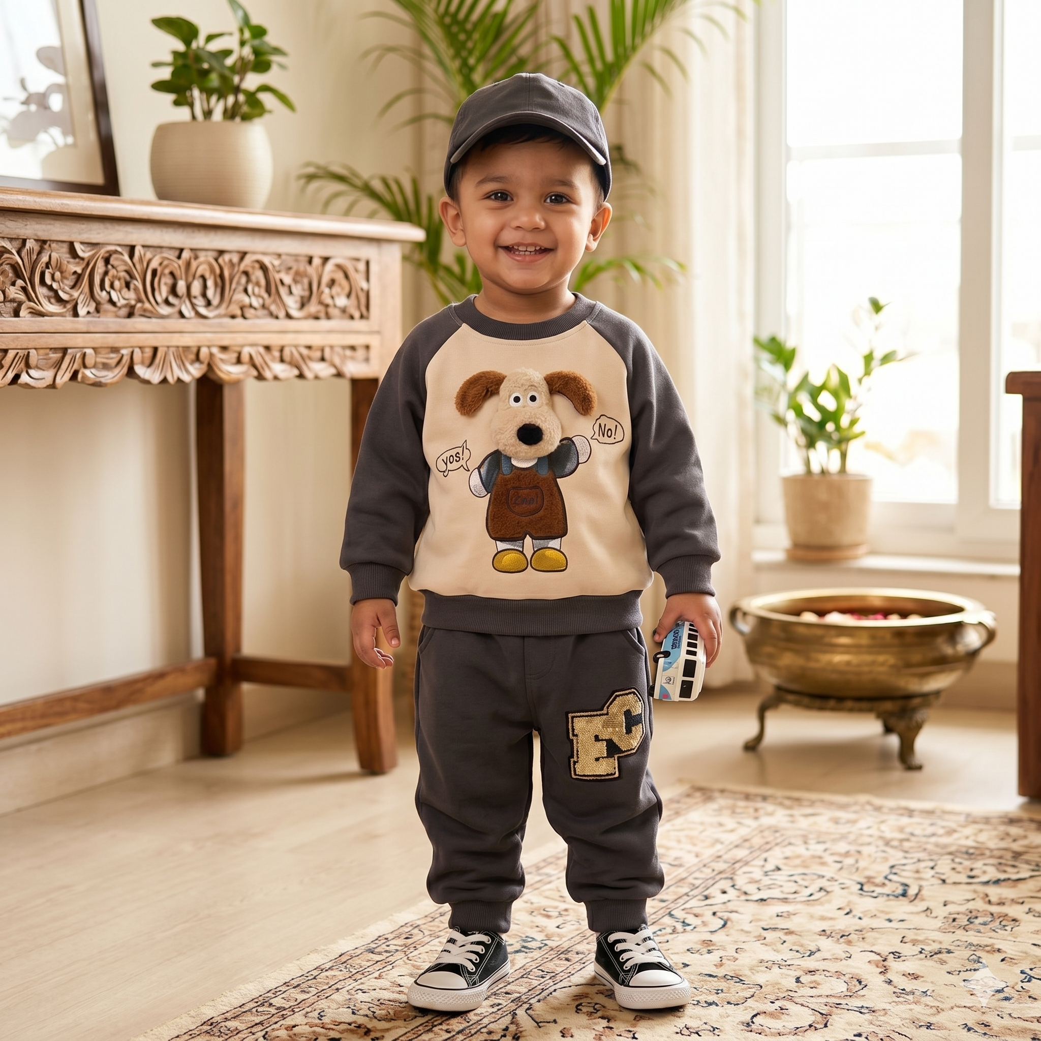 Boys 3D Cartoon Sweatshirt & Pants 2-Piece Set | Spring Autumn Toddler Outfit (2–7Y)
