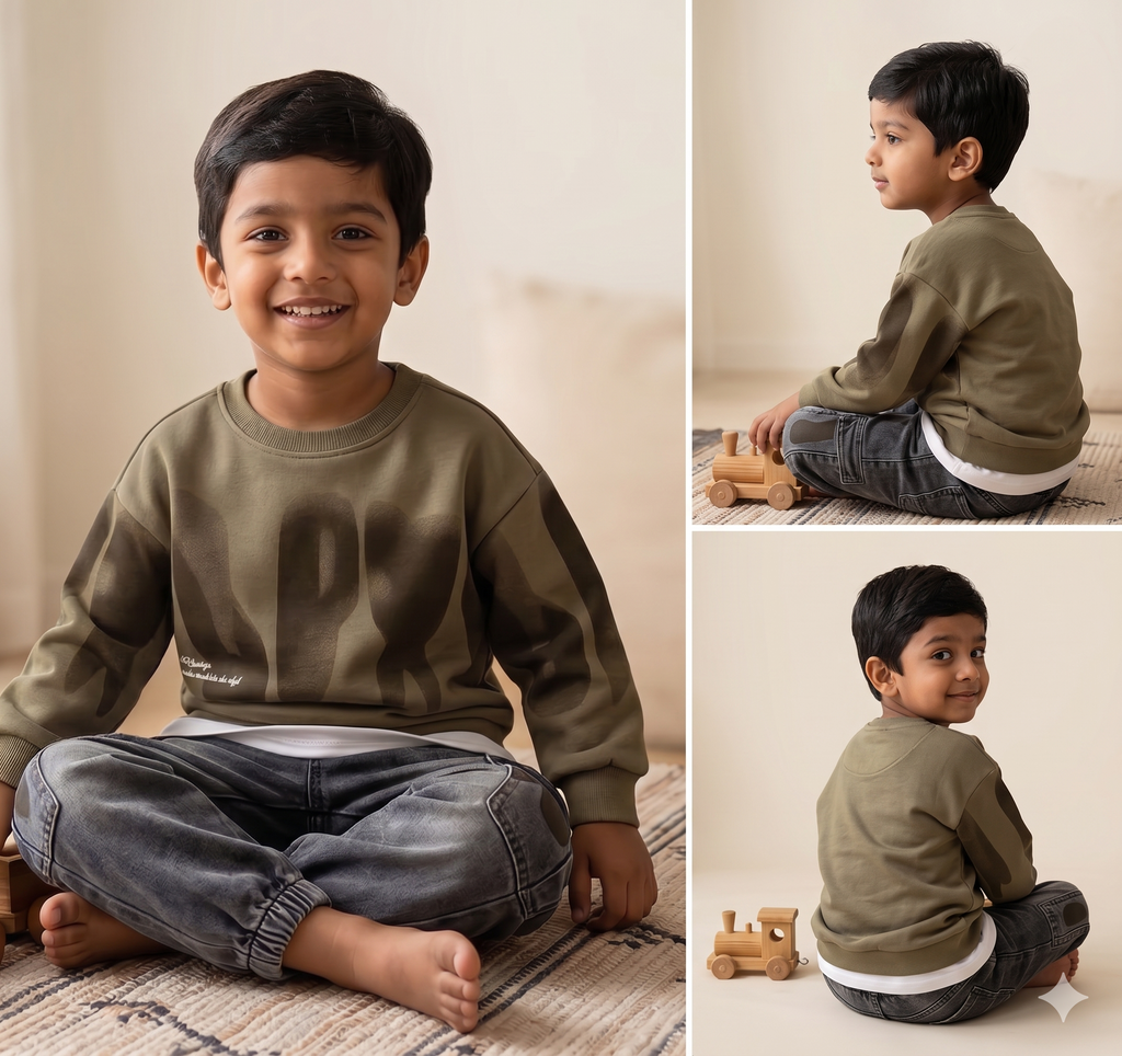 Boys Cartoon Print Sweatshirt & Jeans Set | Trendy 2-Piece Kids Spring Outfit