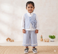 Girls Linen Vest, Ruffle Top & Shorts 3-Piece Party Set | Sweet Bow Accent Outfit (2–7Y)