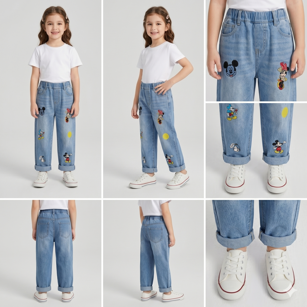 Girls Casual Denim Jeans – Cute Boutique Style Kids Pants | Black & Blue