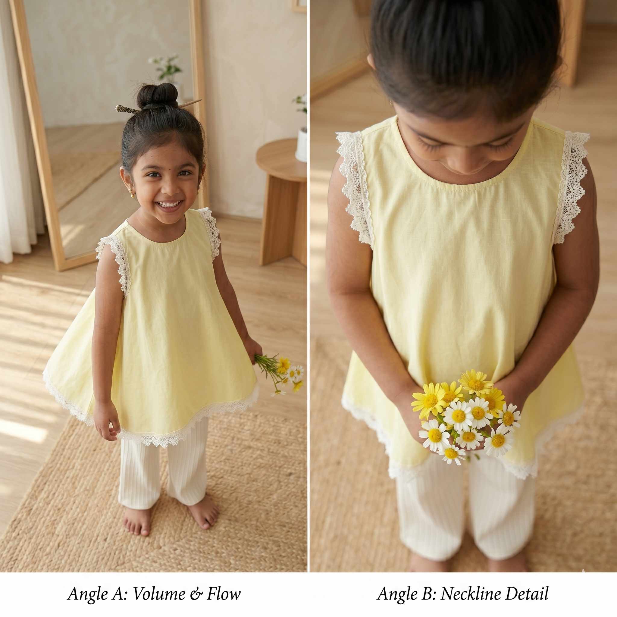Girls Textured Top & Pants 2-Piece Set | Casual Kids Co-ord Outfit (18M–6Y)