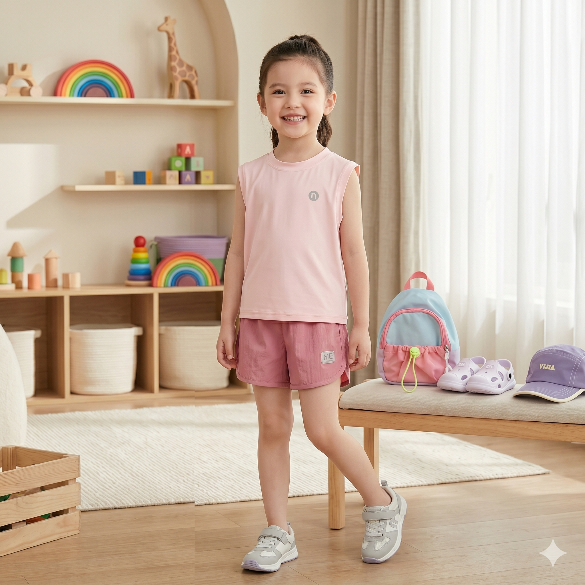 Girls Ice-Feel Sleeveless Vest & Shorts 2-Piece Set | Quick-Dry Summer Outfit (18M–4Y)
