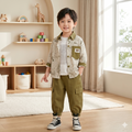 Boys Vertical Striped Short Sleeve Shirt 3-Piece Set | Casual Summer Kids Outfit (2–7Y)