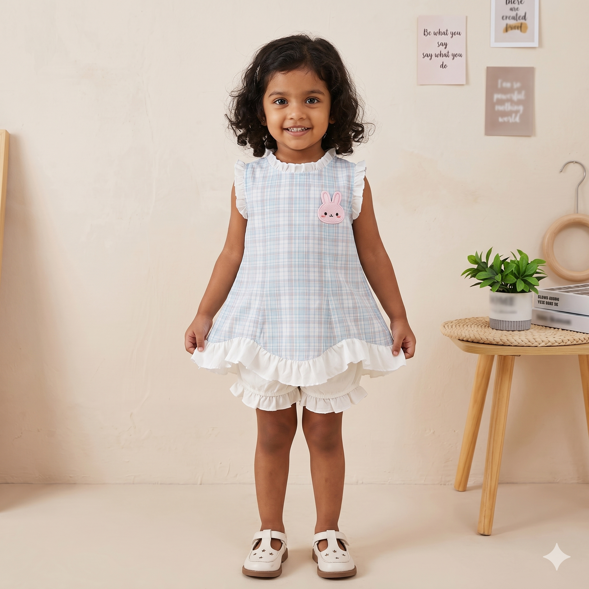 Girls Checked Sleeveless Top & Shorts Set | 2-Piece Summer Outfit (18M–6Y)