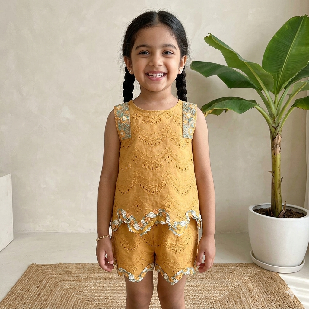 Girls Korean Style Casual Cotton Vest & Shorts Set | 2-Piece Summer Kids Outfit