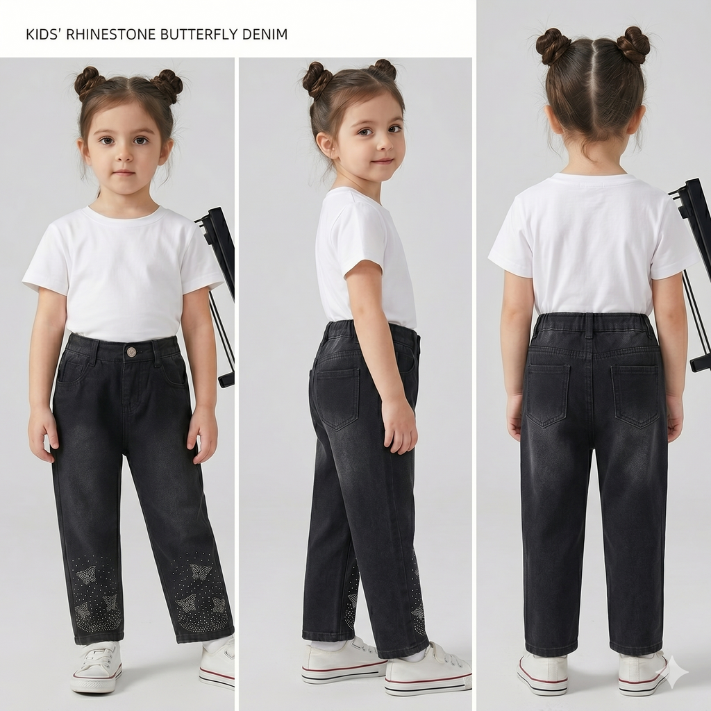 Girls' Butterfly Rhinestone Twinkle Denim Jeans