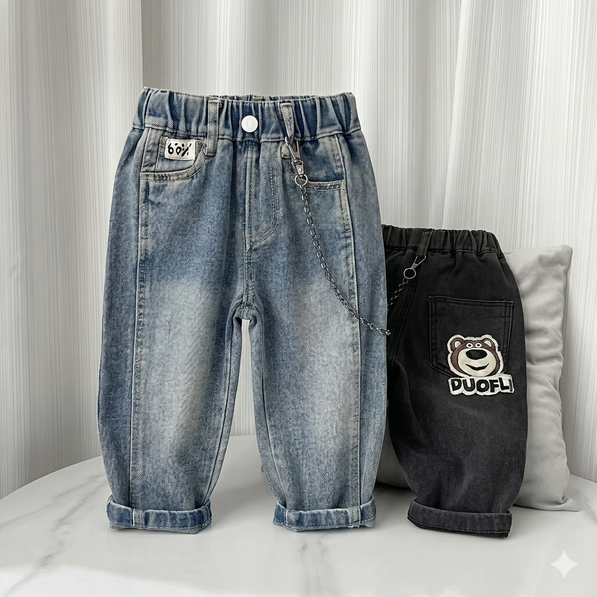 Urban Explorer Bear-Patch Stonewash Jeans | Kids