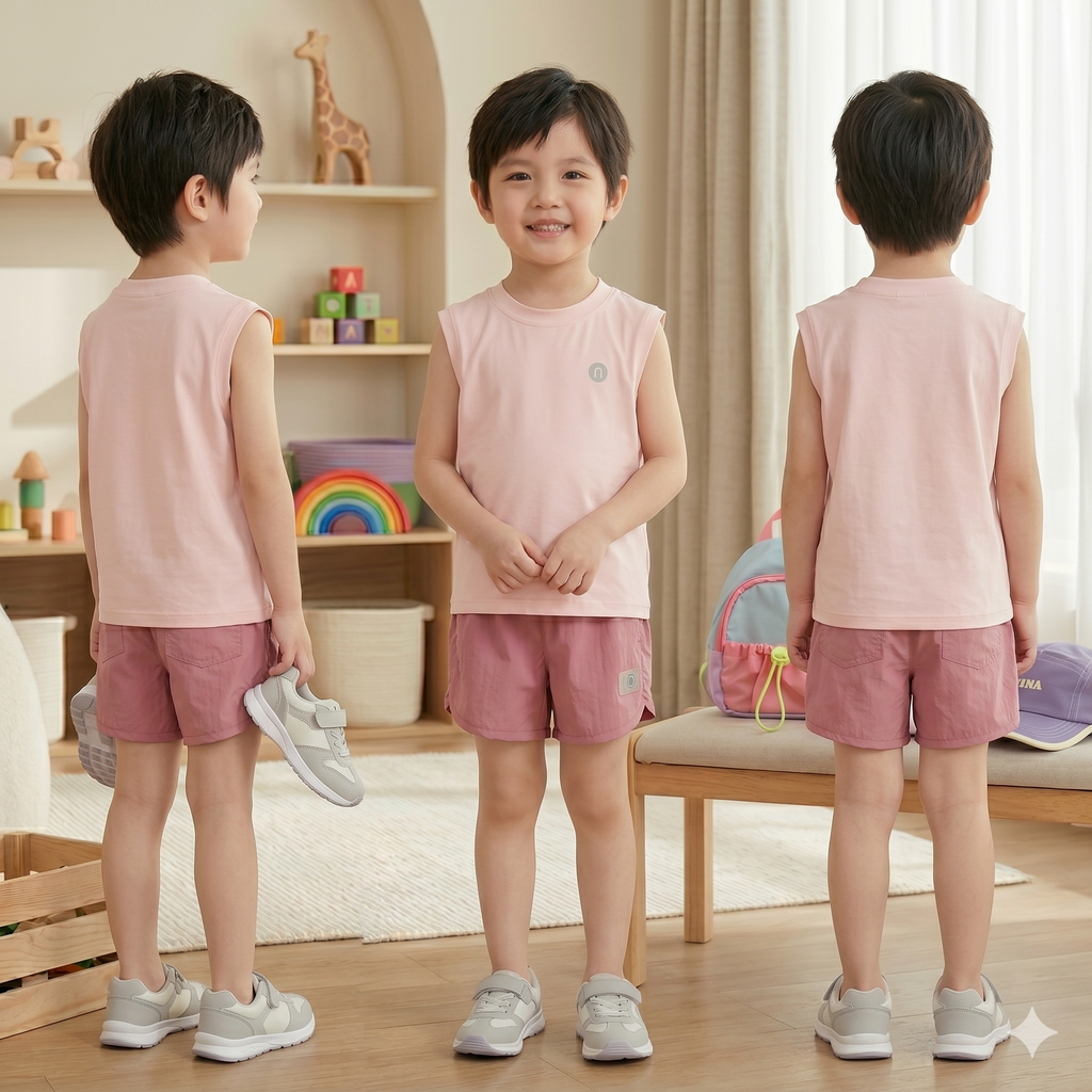 Girls Ice-Feel Sleeveless Vest & Shorts 2-Piece Set | Quick-Dry Summer Outfit (18M–4Y)
