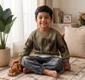 Boys Cartoon Print Sweatshirt & Jeans Set | Trendy 2-Piece Kids Spring Outfit