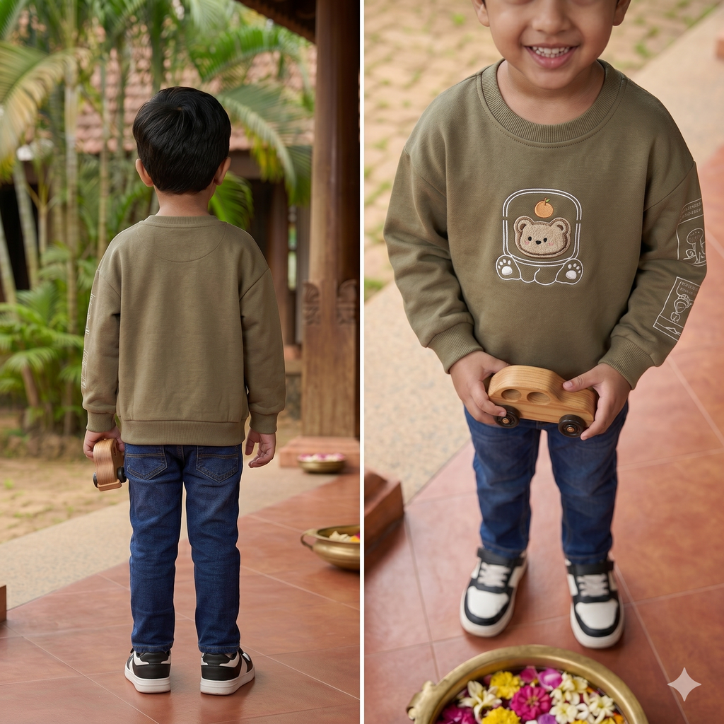 Girls Cotton Crop Top | Round Neck Casual Sweater for Spring & Autumn (18M–6Y)