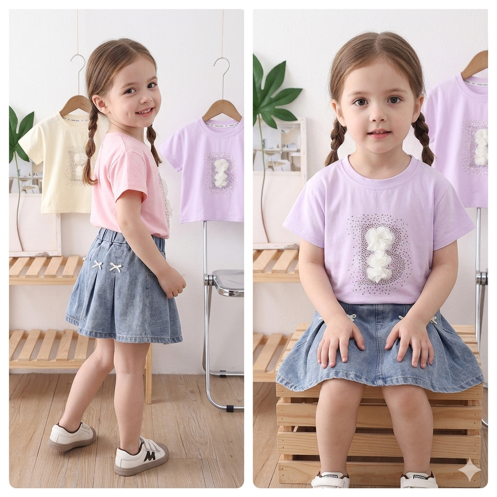Girls Fashion Short Sleeve 2-Piece Set | Casual Summer Outfit for Baby Girls 2026