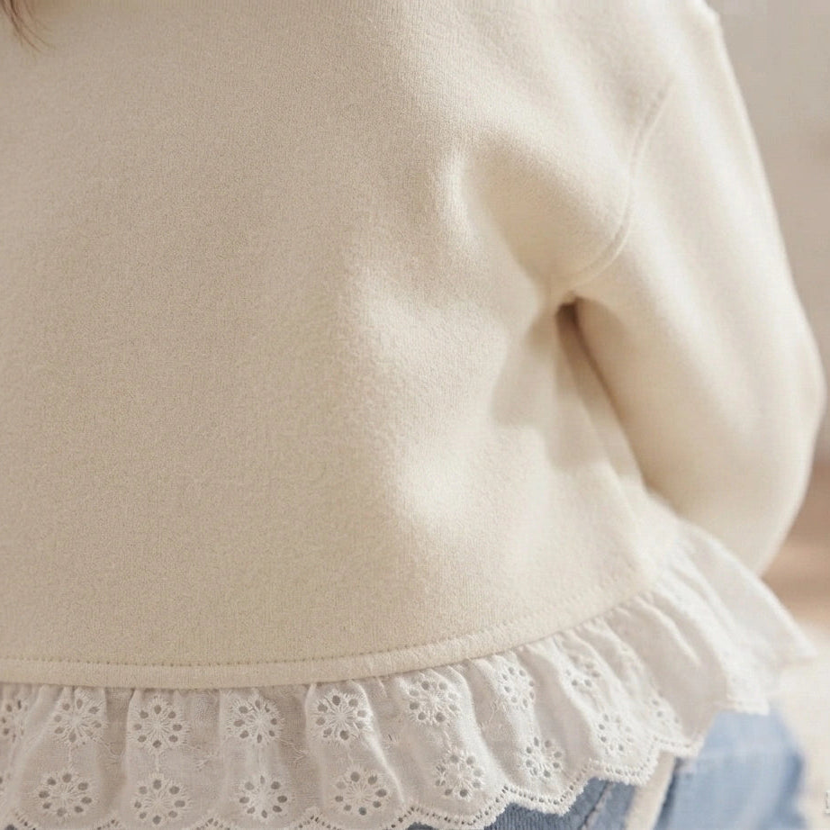 Zooppy Petite Couture Lace-Hem Sweatshirt