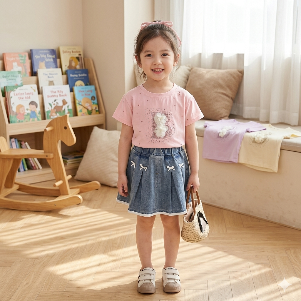 Girls Fashion Short Sleeve 2-Piece Set | Casual Summer Outfit for Baby Girls 2026