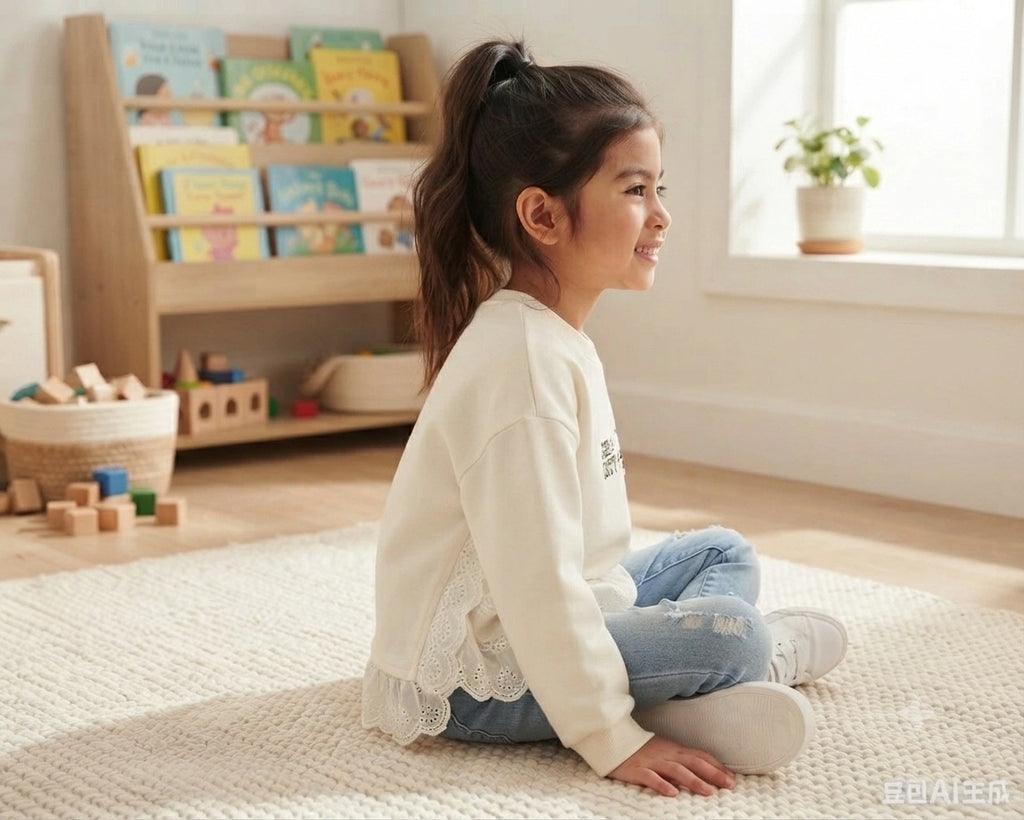 Zooppy Petite Couture Lace-Hem Sweatshirt