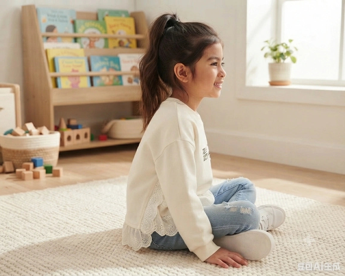 Zooppy Petite Couture Lace-Hem Sweatshirt