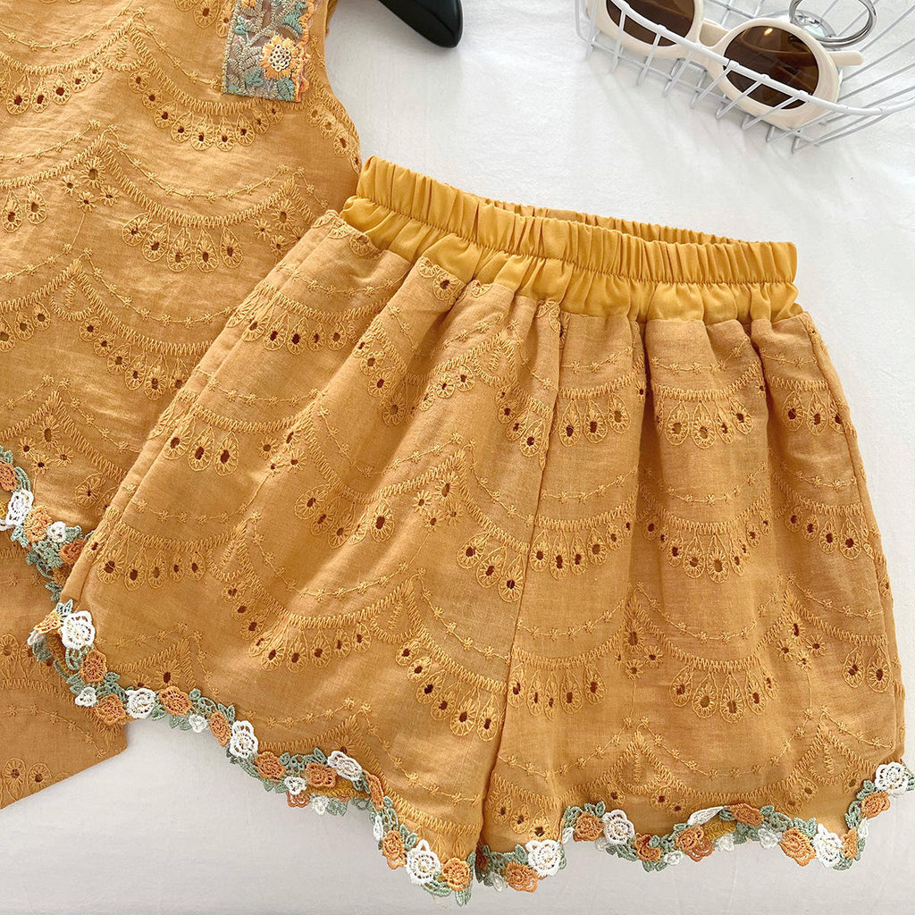 Girls Korean Style Casual Cotton Vest & Shorts Set | 2-Piece Summer Kids Outfit