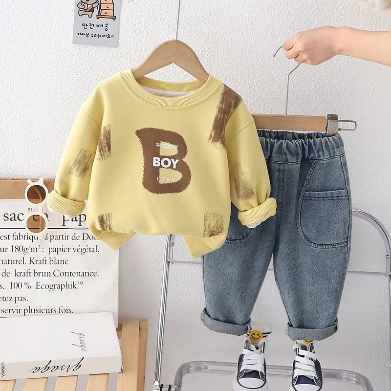 Boys Cartoon Print Sweatshirt & Pants Set | 2-Piece Spring Kids Outfit (2–7 Years)