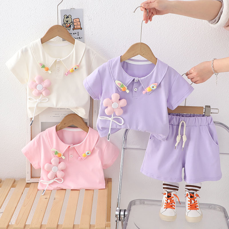 Girls Little Floral 2-Piece Summer Set | Kids Casual Shorts Outfit 2026