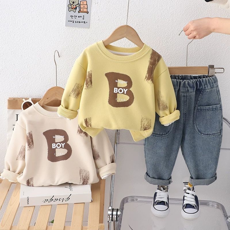 Boys Cartoon Print Sweatshirt & Pants Set | 2-Piece Spring Kids Outfit (2–7 Years)