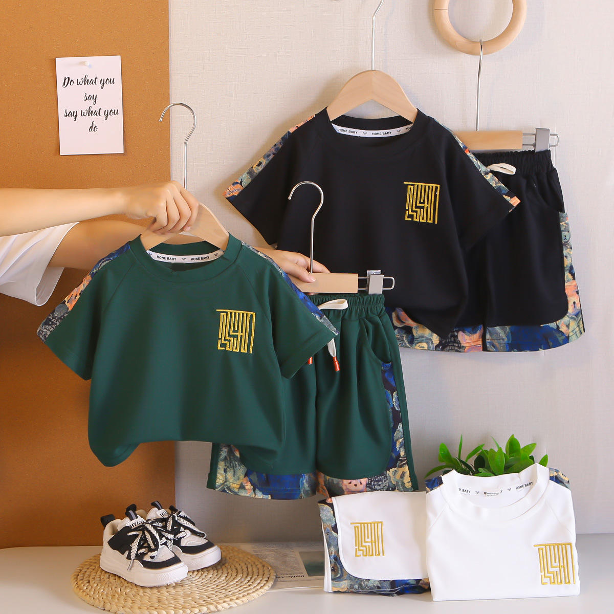 Unisex Korean Style Cartoon Cotton Suit | 2-Piece Summer Kids Outfit 2026
