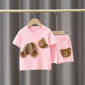 Boys Cotton Bear Print T-Shirt & Shorts Set | 2-Piece Summer Kids Outfit