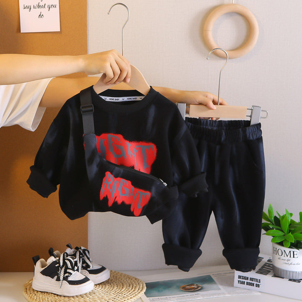 Boys Trendy Letter Print Hoodie Set | 2-Piece Spring & Autumn Kids Outfit