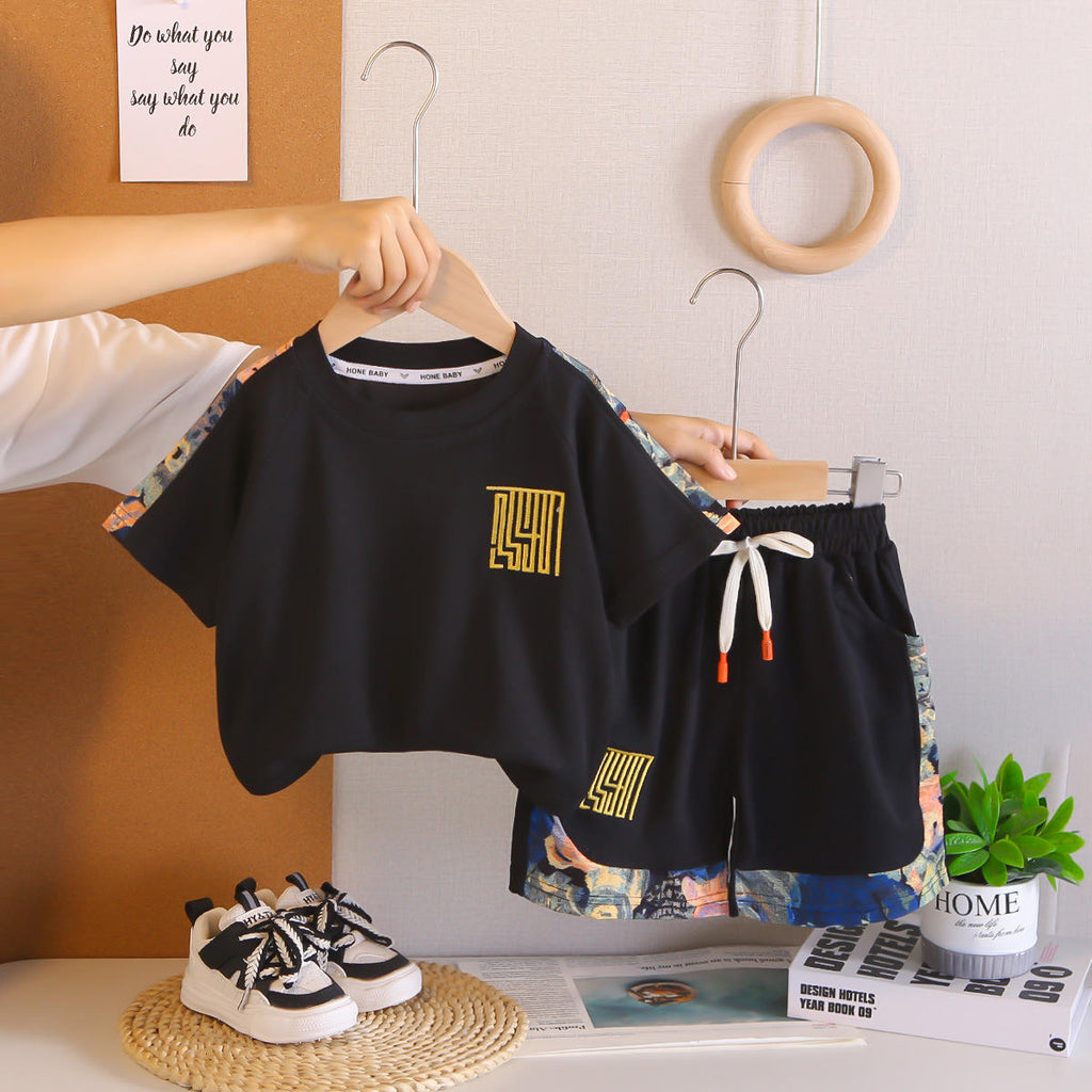 Unisex Korean Style Cartoon Cotton Suit | 2-Piece Summer Kids Outfit 2026