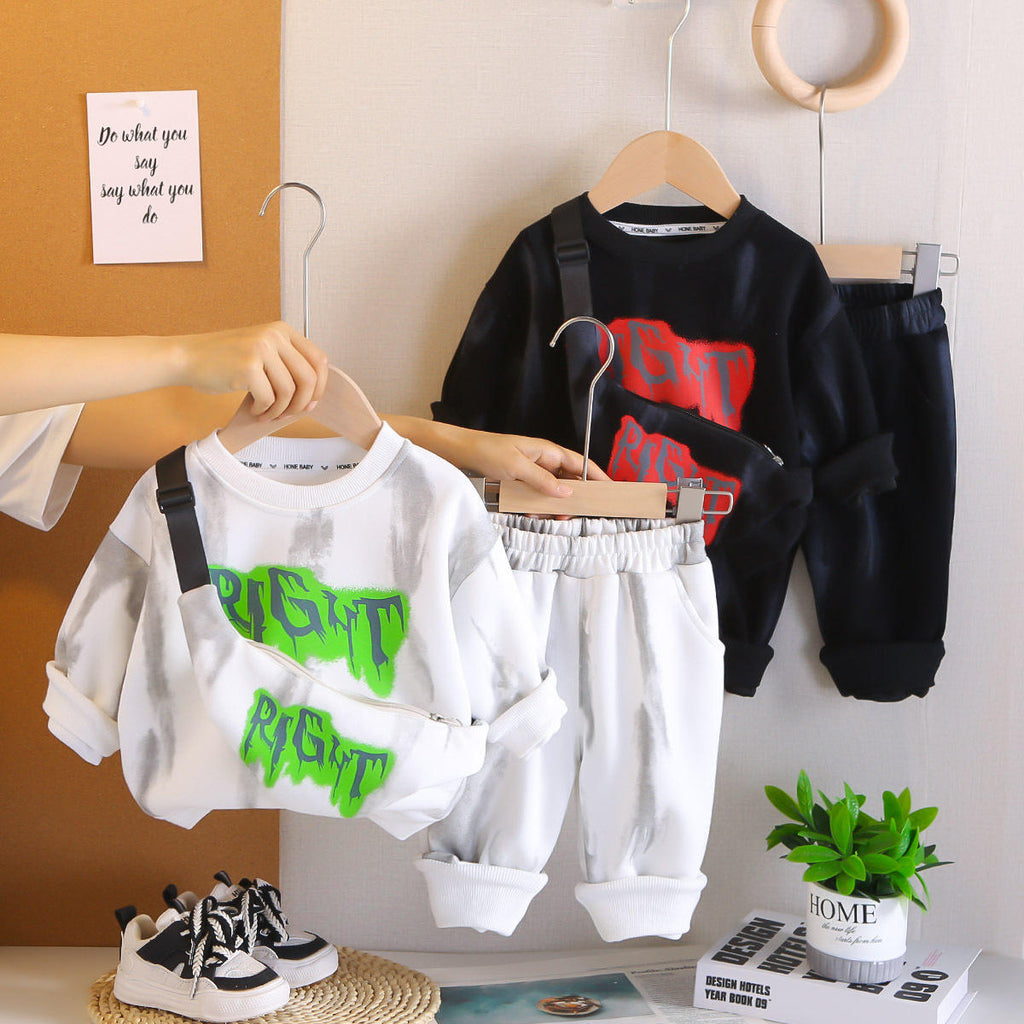 Boys Trendy Letter Print Hoodie Set | 2-Piece Spring & Autumn Kids Outfit