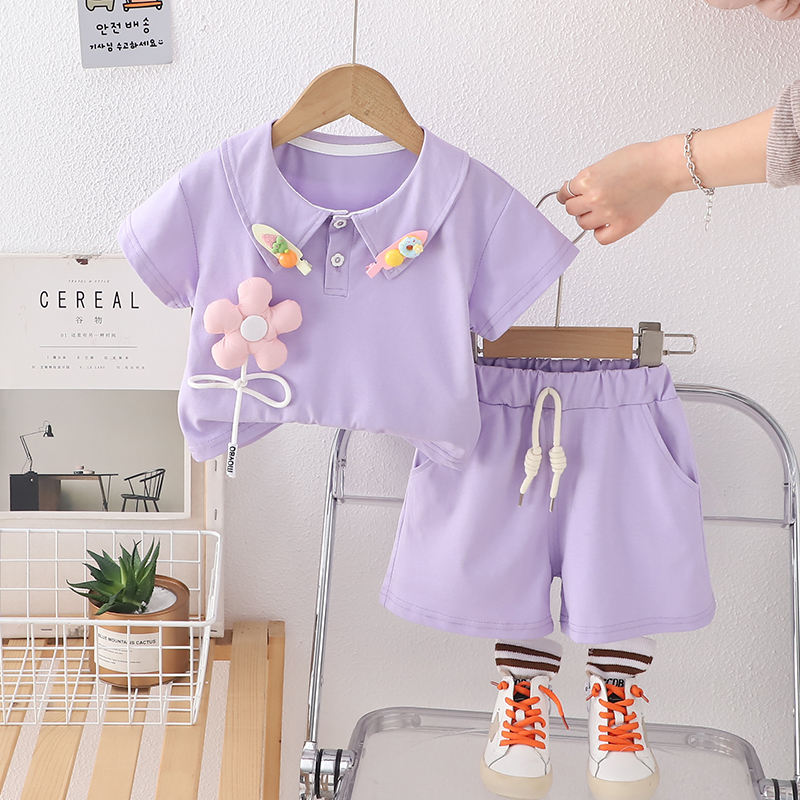 Girls Little Floral 2-Piece Summer Set | Kids Casual Shorts Outfit 2026