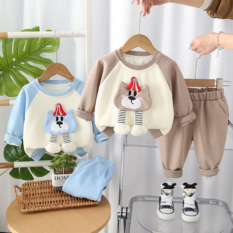 Boys /Girls Cute Cartoon Sweatshirt & Sweatpants Set | Warm 2-Piece Kids Outfit