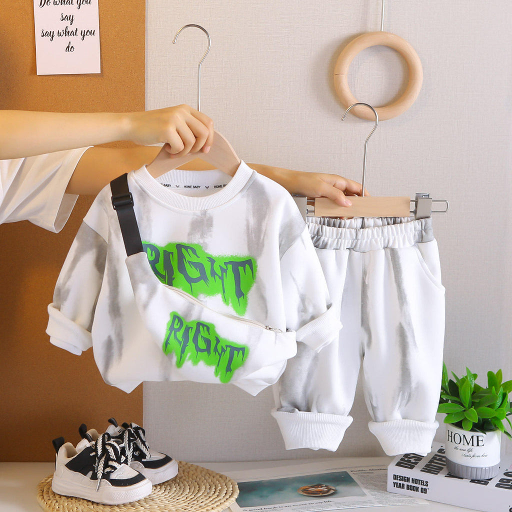 Boys Trendy Letter Print Hoodie Set | 2-Piece Spring & Autumn Kids Outfit