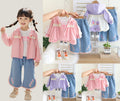 Girls 3D Rabbit Hooded Jacket 3-Piece Set | Cute Cartoon Kids Outfit (18M–7Y)
