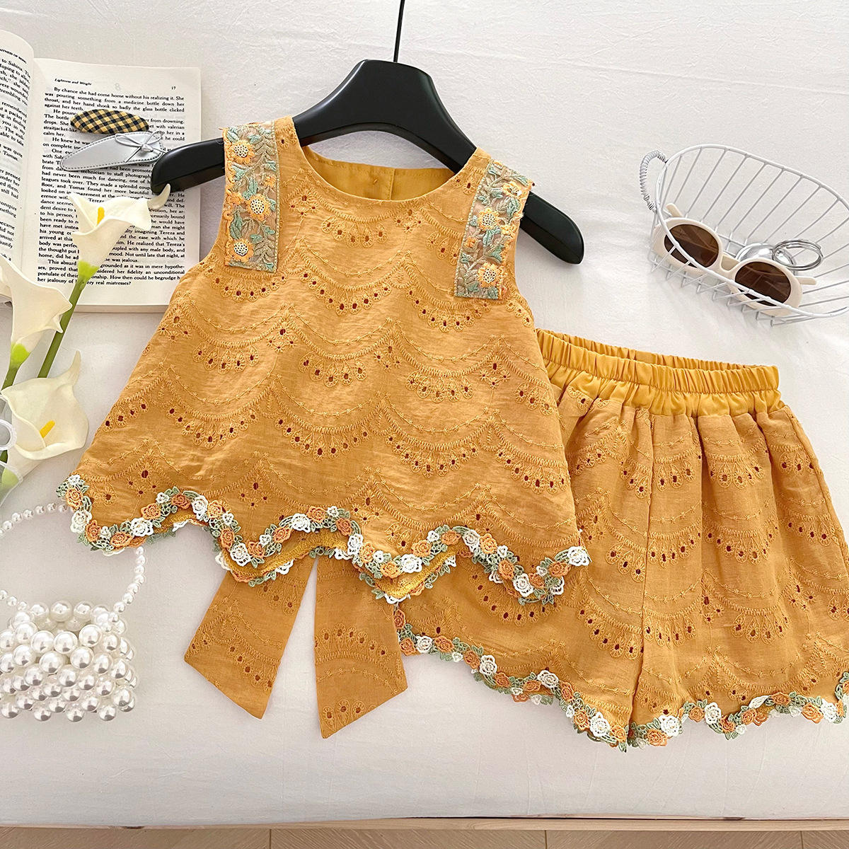 Girls Korean Style Casual Cotton Vest & Shorts Set | 2-Piece Summer Kids Outfit