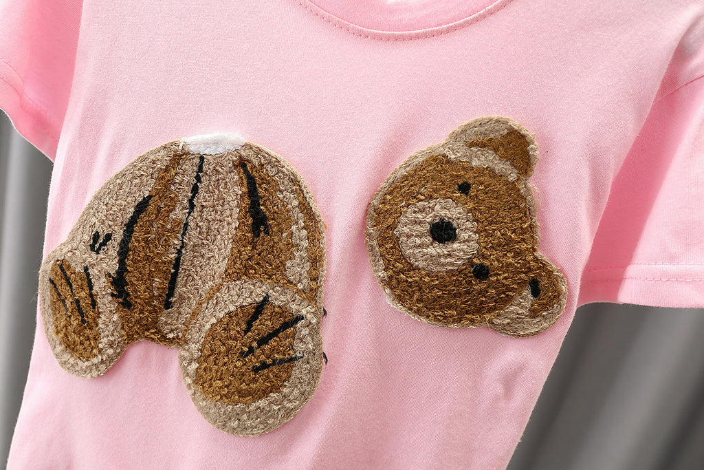 Boys Cotton Bear Print T-Shirt & Shorts Set | 2-Piece Summer Kids Outfit