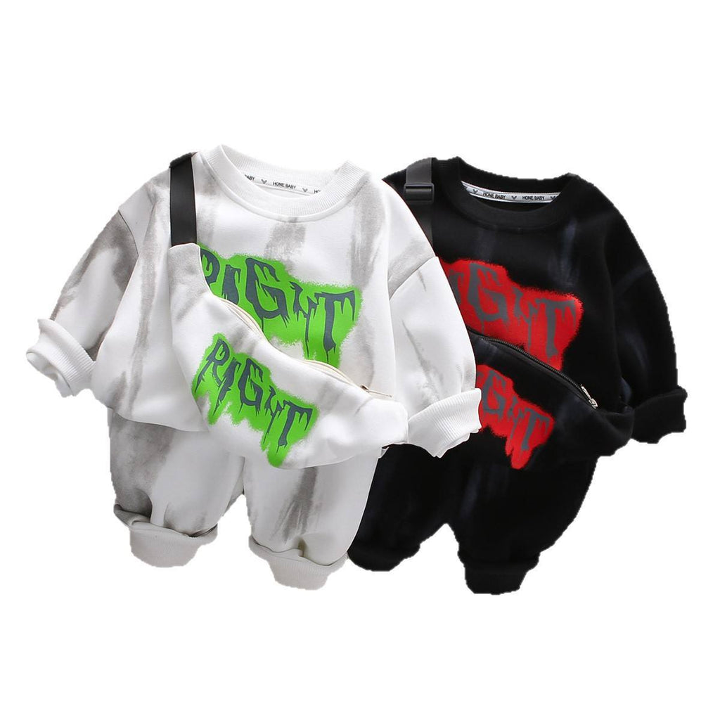 Boys Trendy Letter Print Hoodie Set | 2-Piece Spring & Autumn Kids Outfit