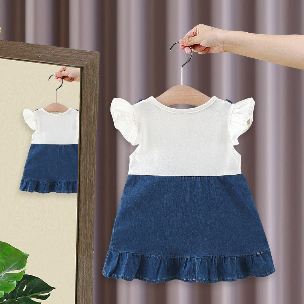 Baby Girls Cute Rabbit Fly Sleeve Dress | Newborn Summer Frock