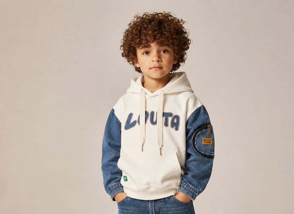 Zooppy Urban Edge Denim Sleeve Colourblock Hoodie