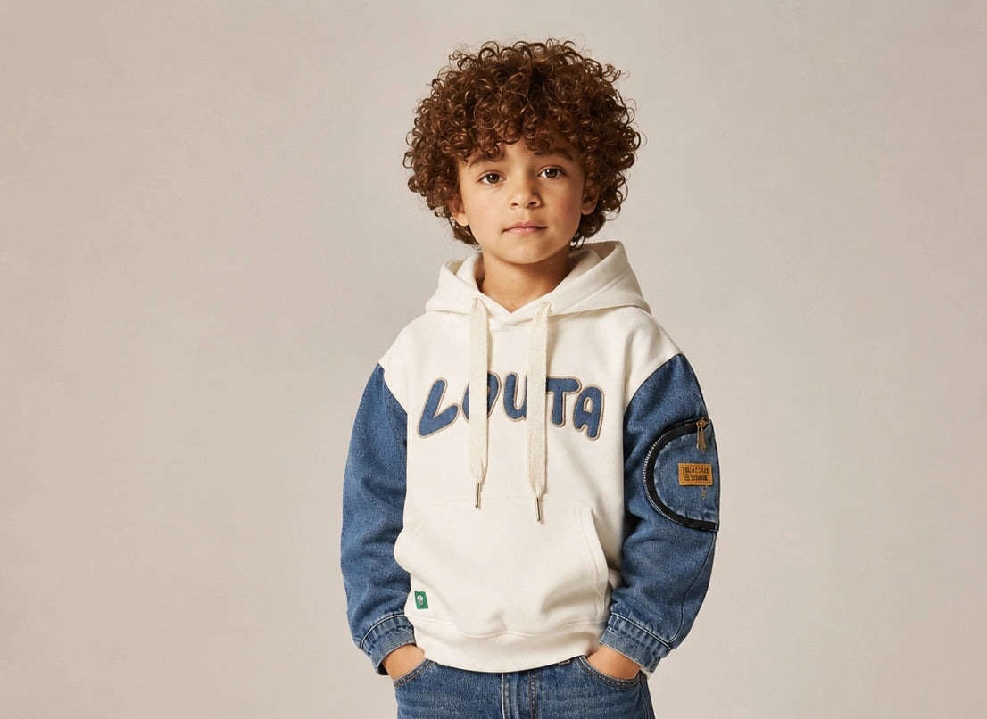 Zooppy Urban Edge Denim Sleeve Colourblock Hoodie