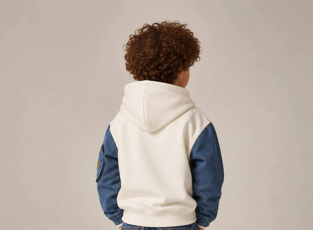 Zooppy Urban Edge Denim Sleeve Colourblock Hoodie
