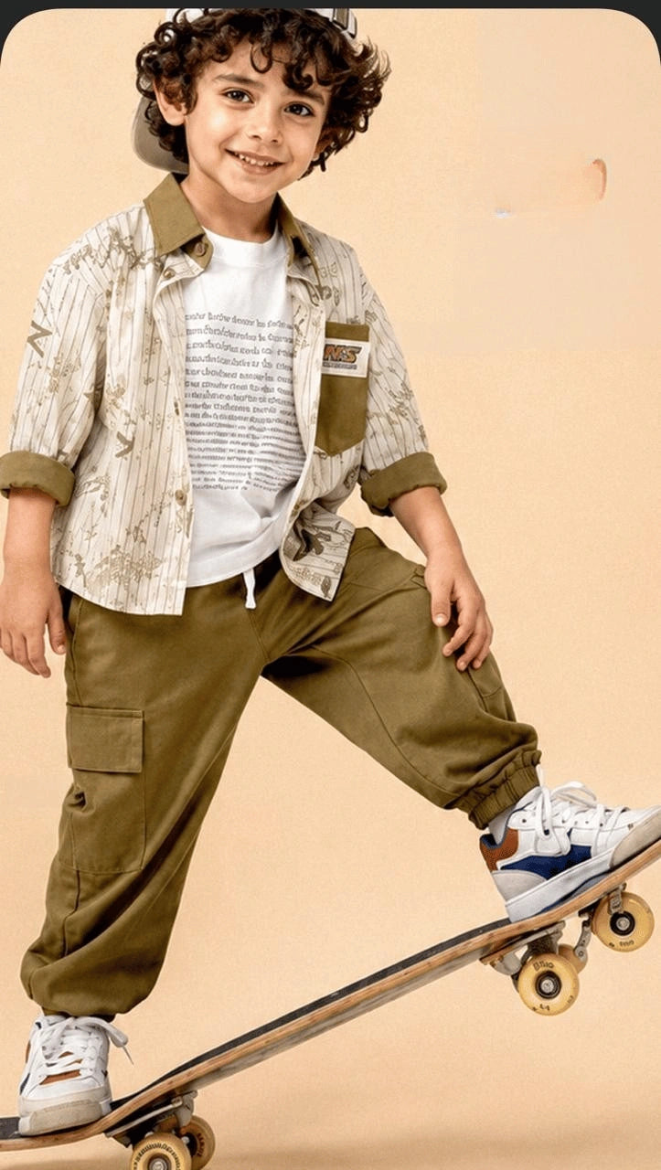 Imported Zooppy Boys Co-ord Set – Bronze & Green