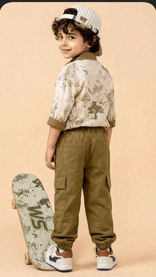 Imported Zooppy Boys Co-ord Set – Bronze & Green