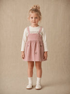 Girls Imported Frock | Pink, Brown & White | Ages 18M-5 Years