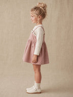 Girls Imported Frock | Pink, Brown & White | Ages 18M-5 Years