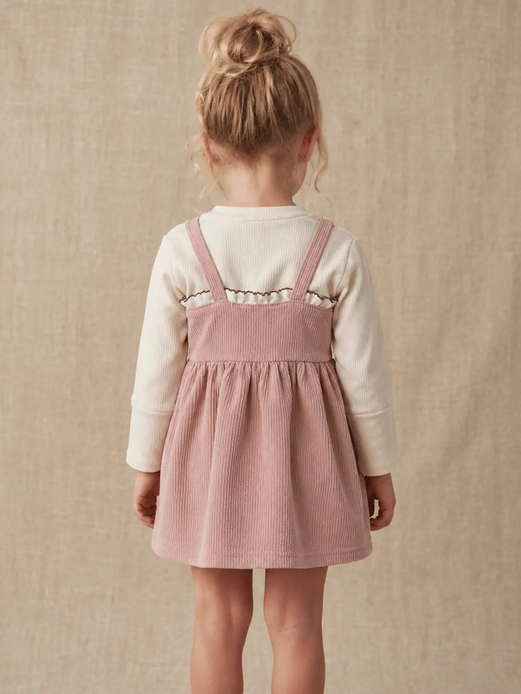 Girls Imported Frock | Pink, Brown & White | Ages 18M-5 Years