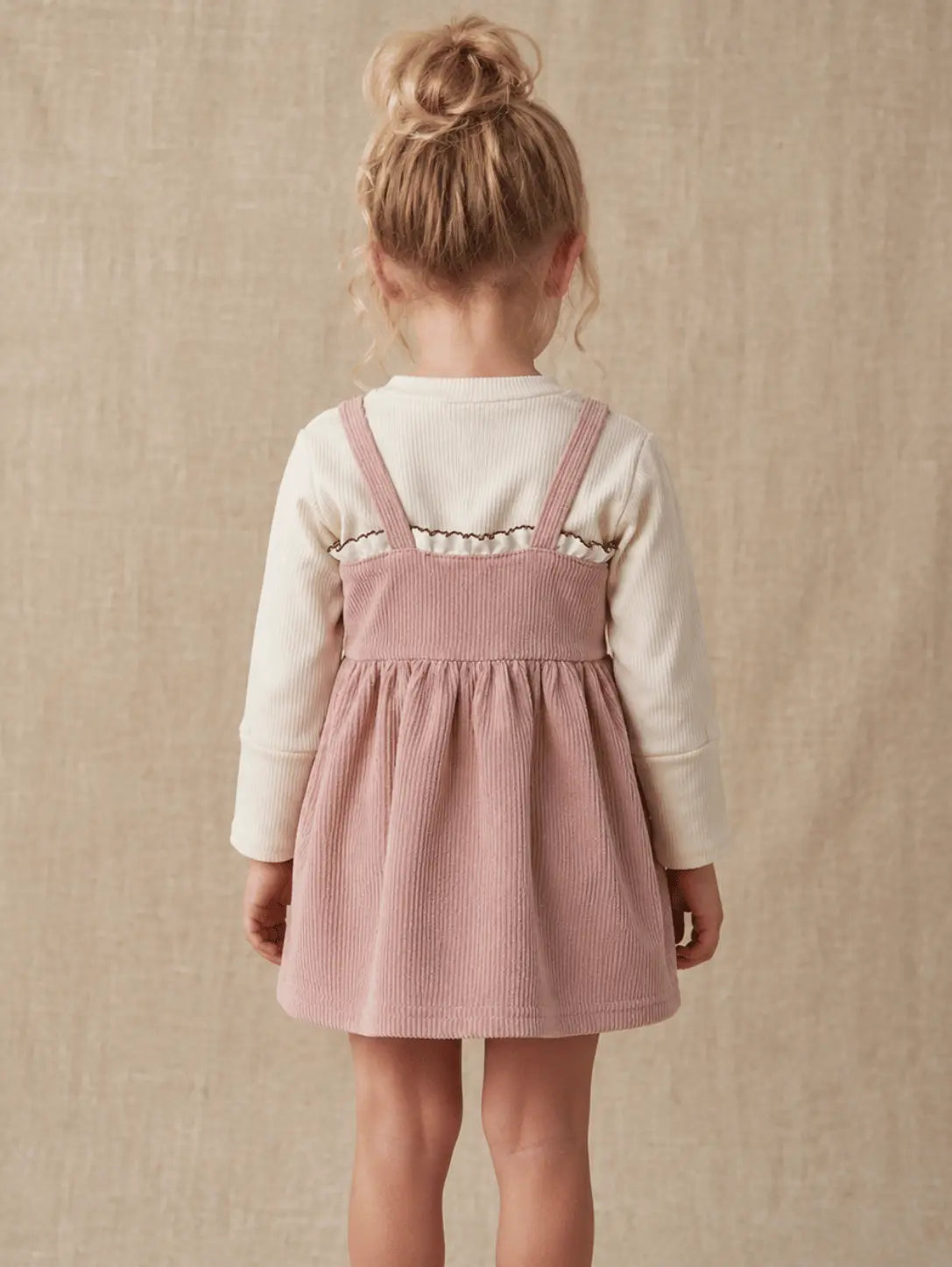 Girls Imported Frock | Pink, Brown & White | Ages 18M-5 Years