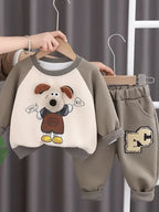 Girls Imported Co-ord Set | Brown & Beige | Ages 18M-6 Years