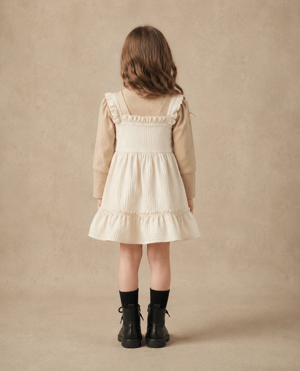 Girls Frock - Pink, Brown & White | Ages 18M-5 Years